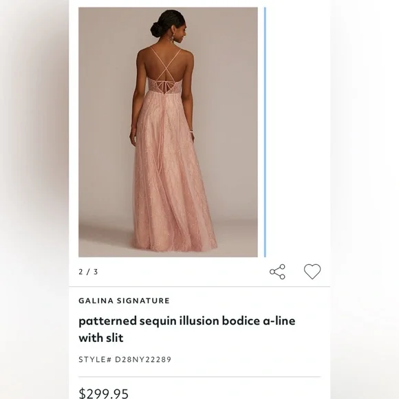 Ligh pink bodice a line dress with high slit size 8 perfect condition - Picture 3 of 4